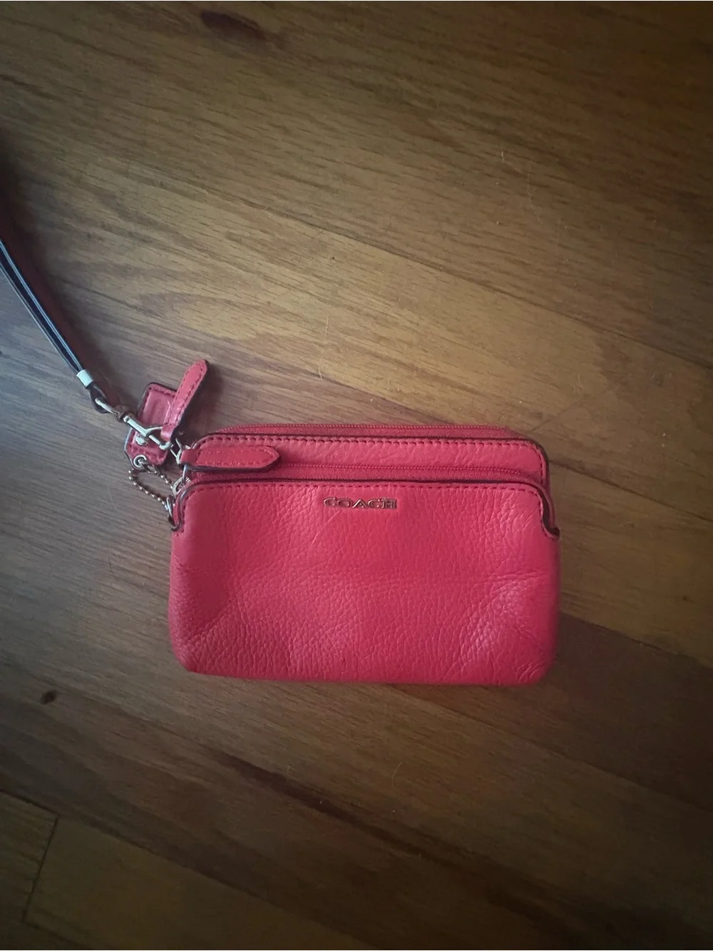 Coach Red Pebbled Leather Mini Wristlet